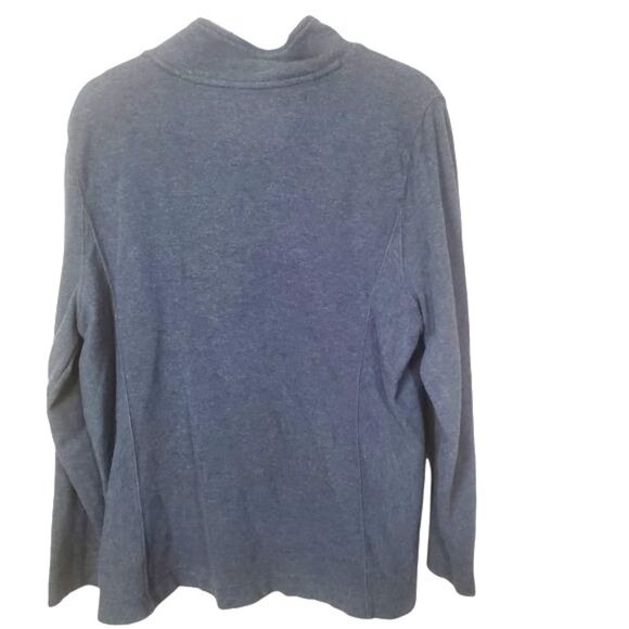 TALBOTS Womens Jacket XL Gray Pullover Zip Neck Ribbed 100% Cotton‎ Long Sleeve - Picture 2 of 10